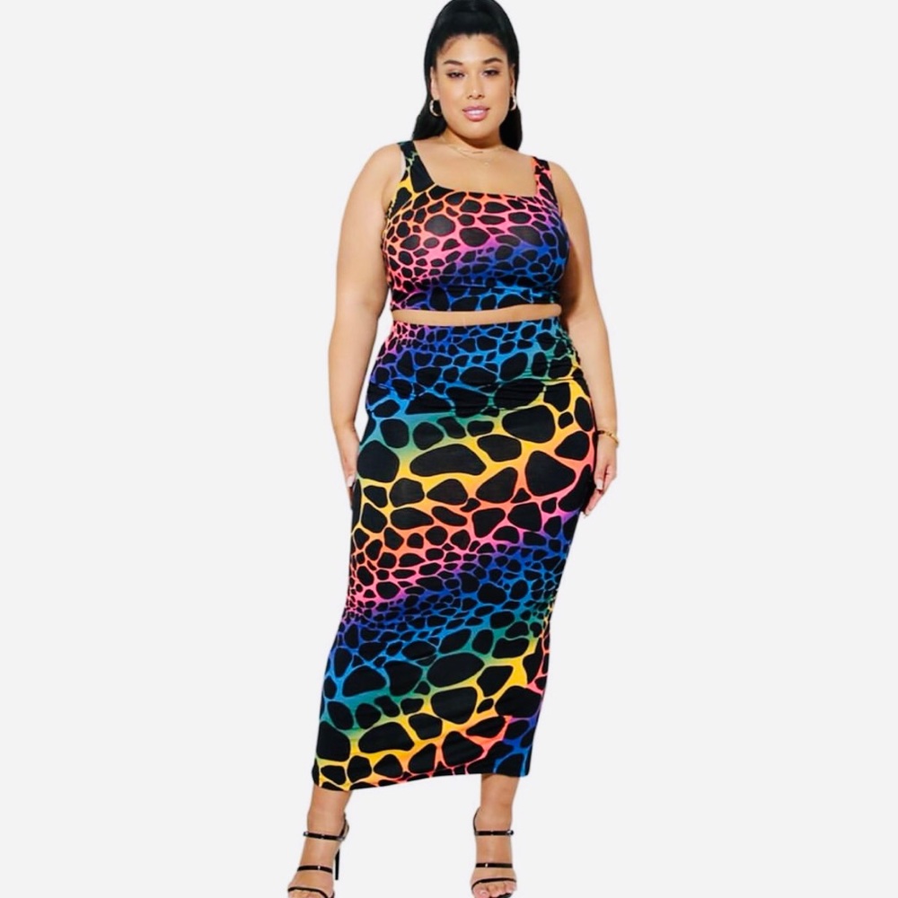 Plus size 2 piece skirt set